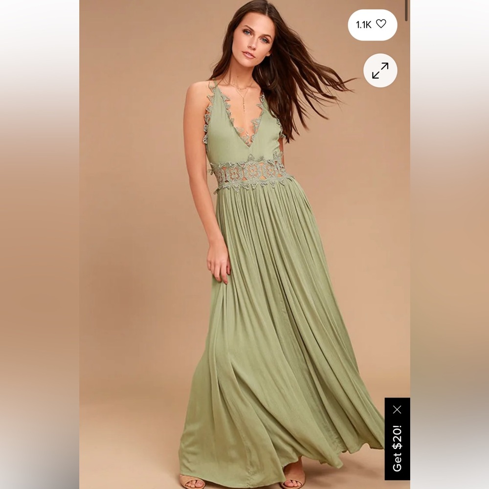 CLOSET TEMPORARILY CLOSING IN JANUARY‼️ 🍃LULUs 🍃 Sage Green Lace Maxi Dress